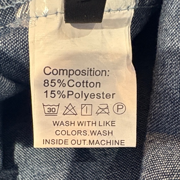 Acid Washed Denim Button-Up Midi Dress with Belt - XL - Picture 12 of 15